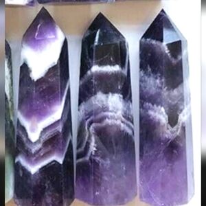 Four inch chevron Amethyst crystal tower